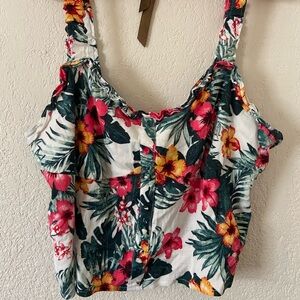 GUESS? Crop Floral Crop Tank XL
